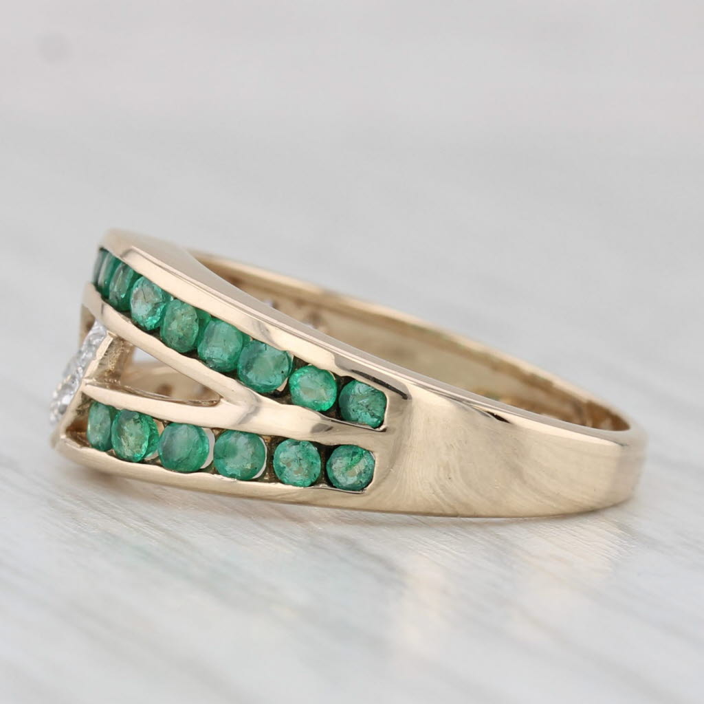 0.50ctw Emerald Diamond Knot Ring 10k Yellow Gold Size 6