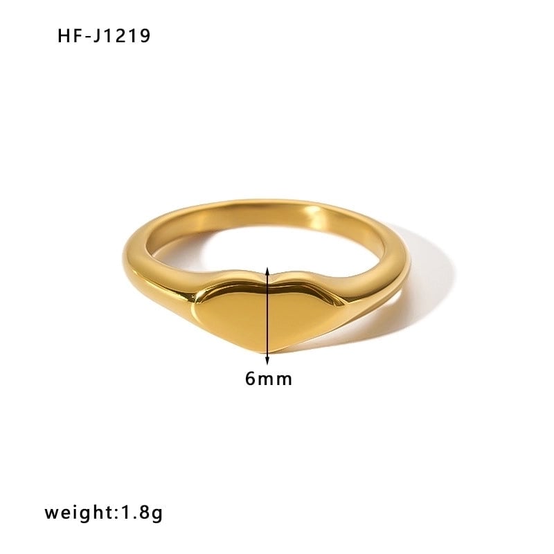Stainless Steel 18K Gold Plated Minimalist Plating Heart Shape Crown Bow Knot Rings