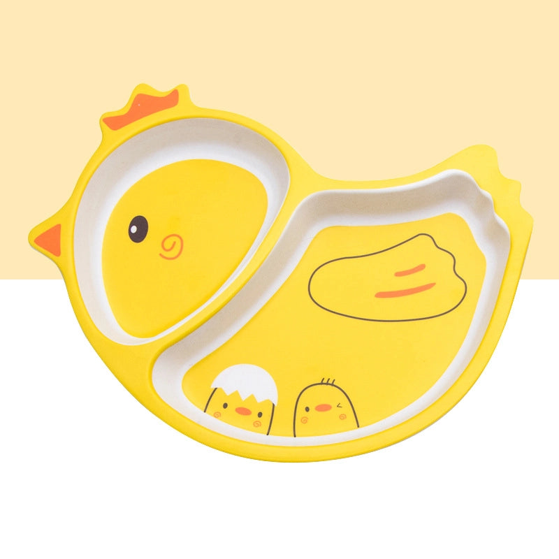 Creative Cute Cartoon Bamboo Fiber Children Dishes Household Kindergarten Children's Plate Baby Grid Plate