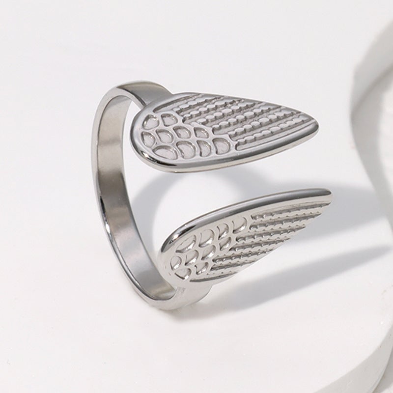Open Ring Expressive Wing Stainless Steel Electroplating Rings