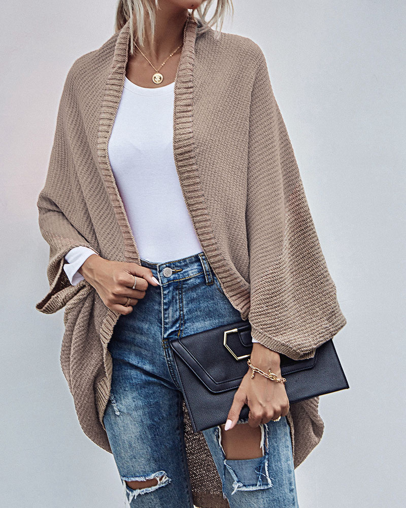 Contrasting shawl -colored knitted cardigan sweater jacket