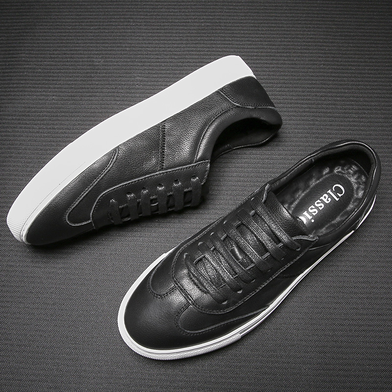 Drawato Slip on Shoes Men Sneakers Genuine Leather Shoes High Quality Outdoor Flats Man Comfortable White Shoes Men Non-slip Rubber Men Casual Loafers