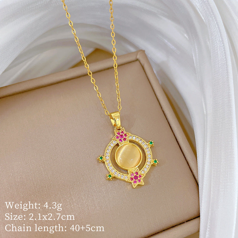 Copper Micro-Inlaid Cross Fashionable And Gorgeous Full Diamond Necklace For Women All-Match Clavicle Chain Titanium Steel