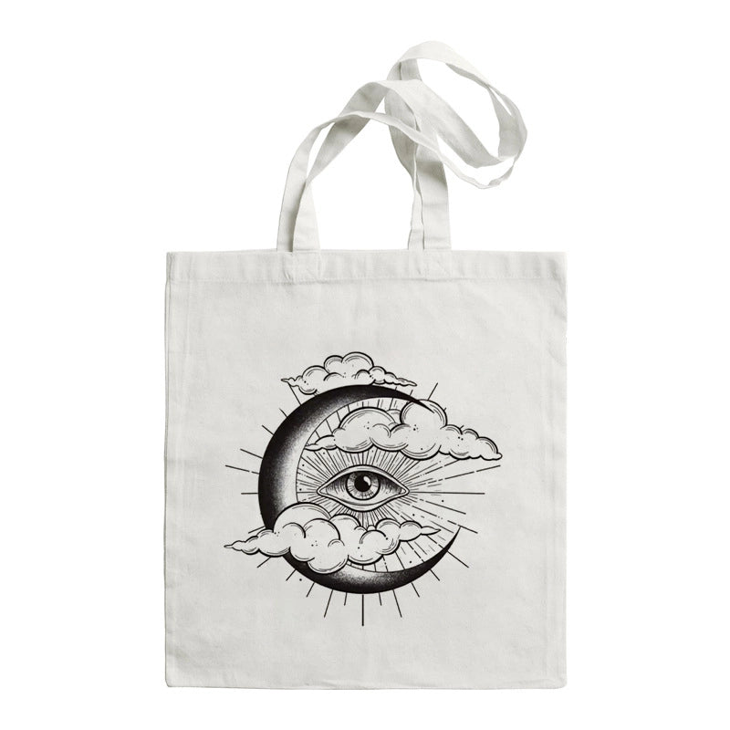 Unisex Large Canvas Devil's Eye Streetwear Square Open Tote Bag