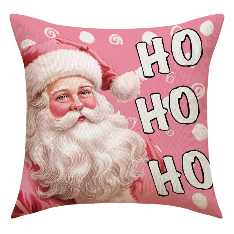 Christmas Casual Cute Santa Claus Letter Polyester Pillow Cases Couch & Sofa Decor