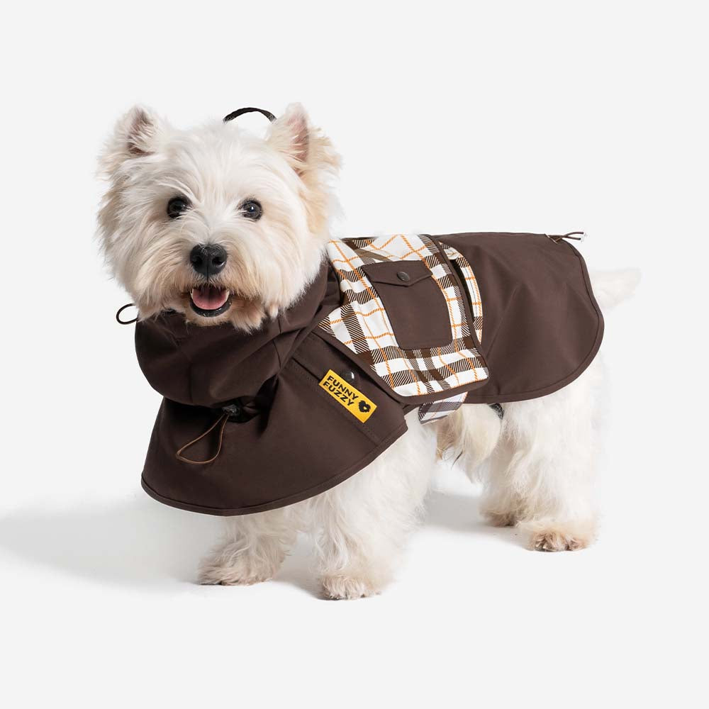 Waterproof Vintage Plaid Adjustable Dog Raincoat - All-Weather Protection