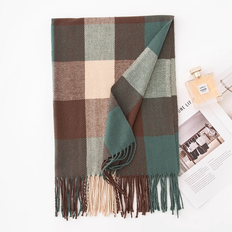 Unisex Retro Classic Style Lattice Polyester Scarf