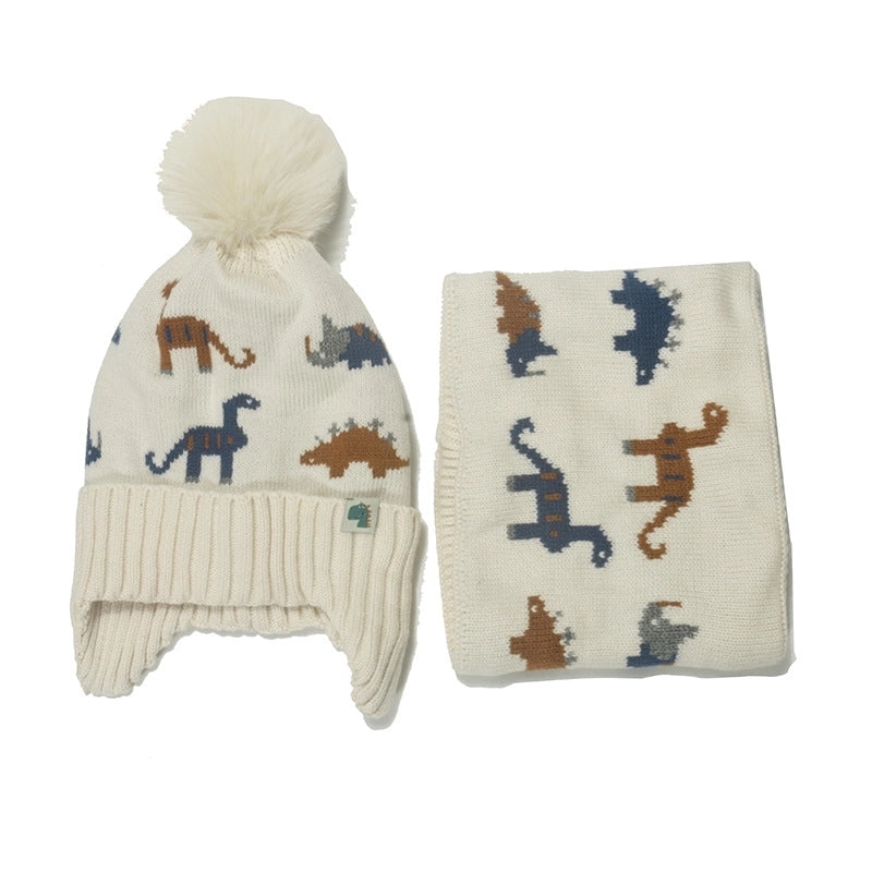 Men's Cute Dinosaur Acrylic Scarf Hat 1 Set