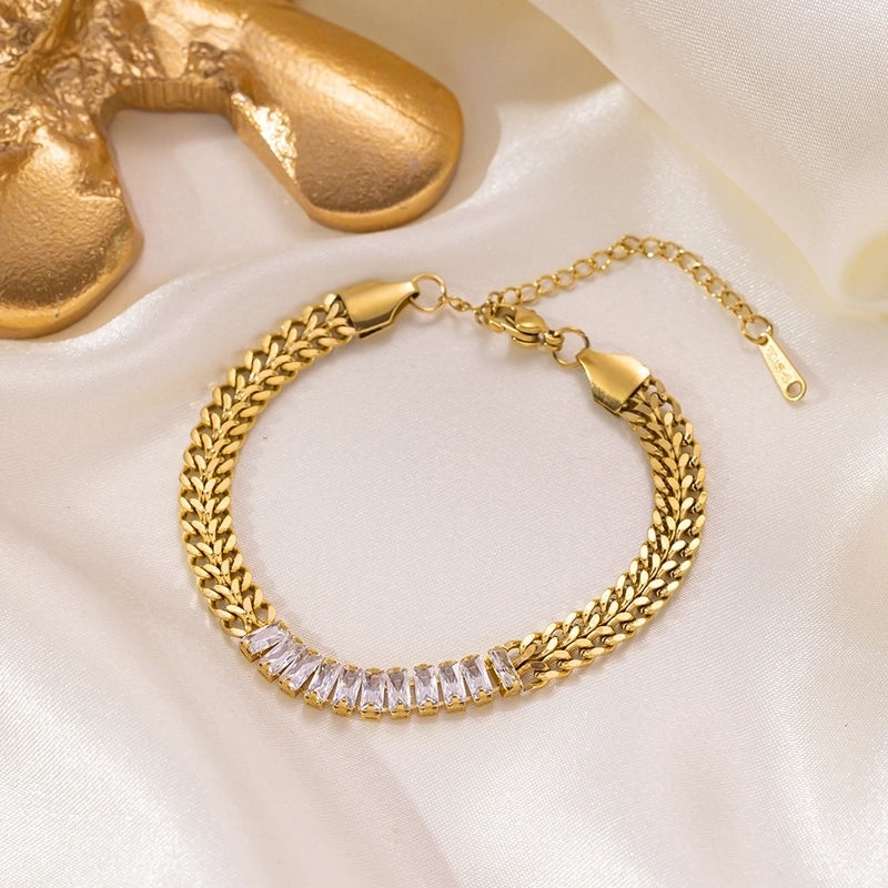 Hip-Hop Retro Solid Color Titanium Steel Plating Jewelry Set