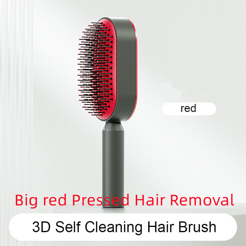 Self-cleaning hairbrush for women. One-button cleaning airbag to prevent hair loss