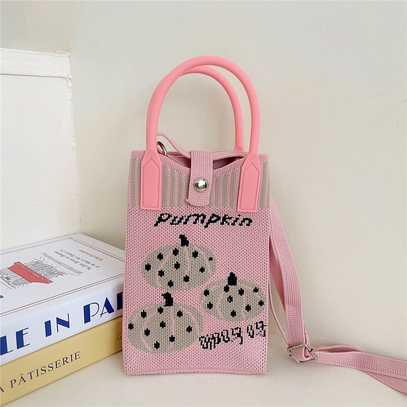 Women's Small Knit Cat Vintage Style Classic Style Bucket Buckle Handbag