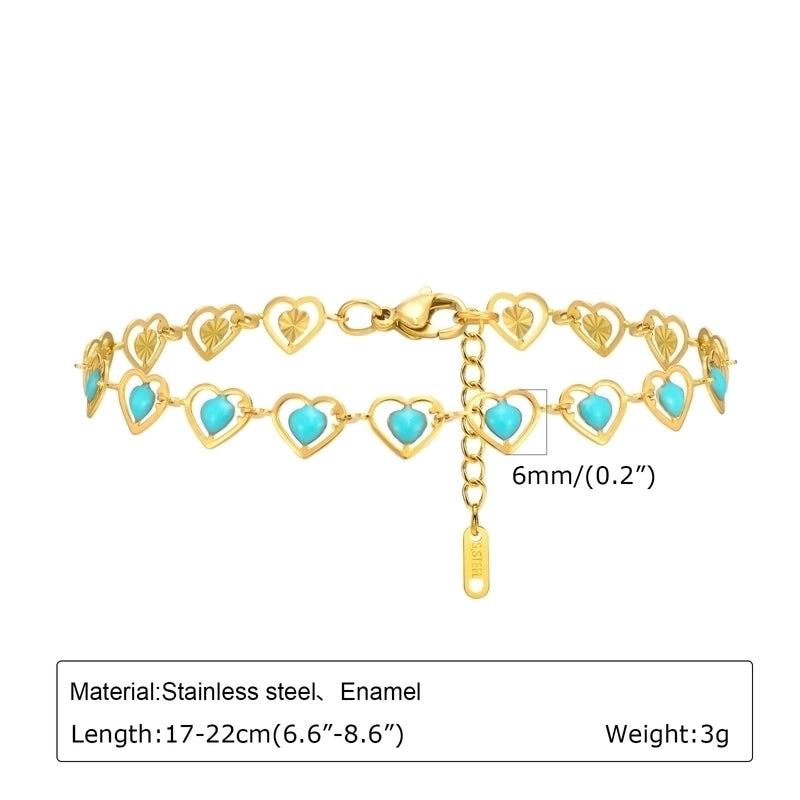 Vacation Beach Sweet Cherry Heart Shape Flower 201 Stainless Steel 18K Gold Plated Bracelets In Bulk