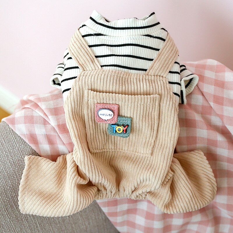 Striped Pocket Puppy Jumpsuits