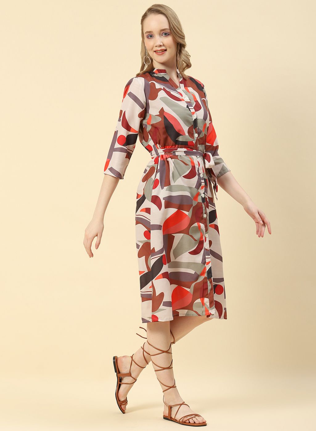 Women Brown Printed Dress