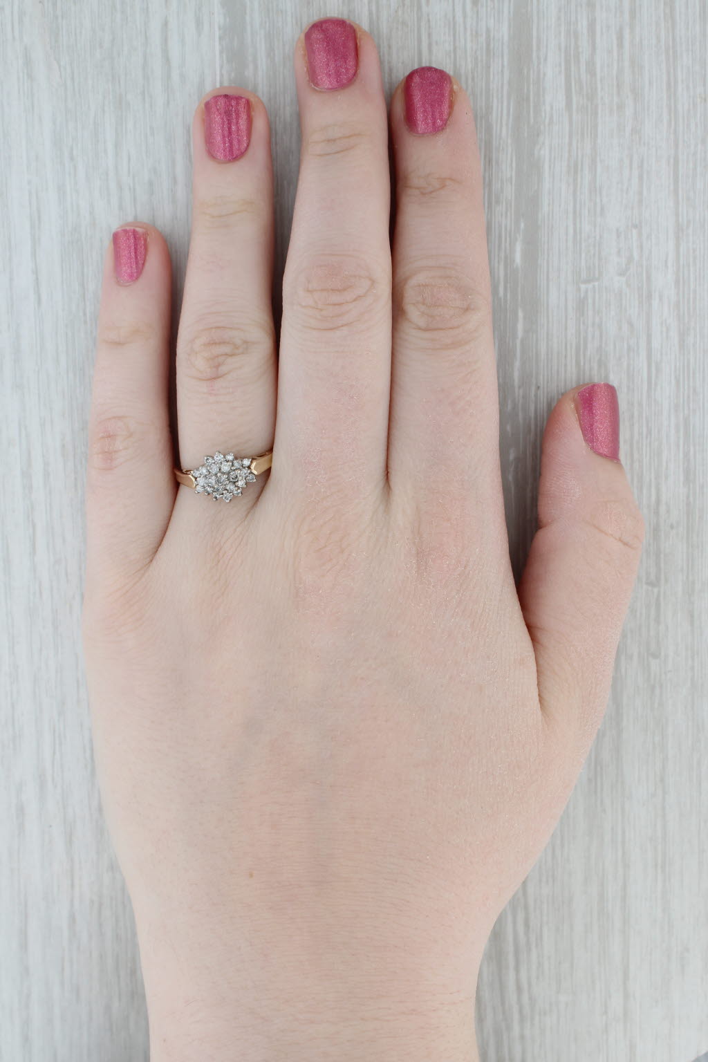 0.40ctw Diamond Cluster Engagement Ring 10k Yellow White Gold Size 9.25