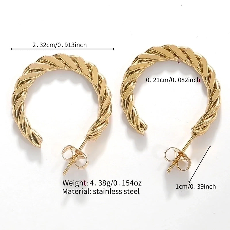 1 Pair Minimalist Classic Style Solid Color Polishing Plating Stainless Steel 18K Gold Plated Ear Studs