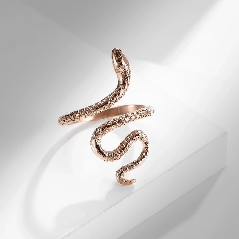 IG Style Minimalist Snake 304 Stainless Steel 18K Gold Plated Open Rings In Bulk