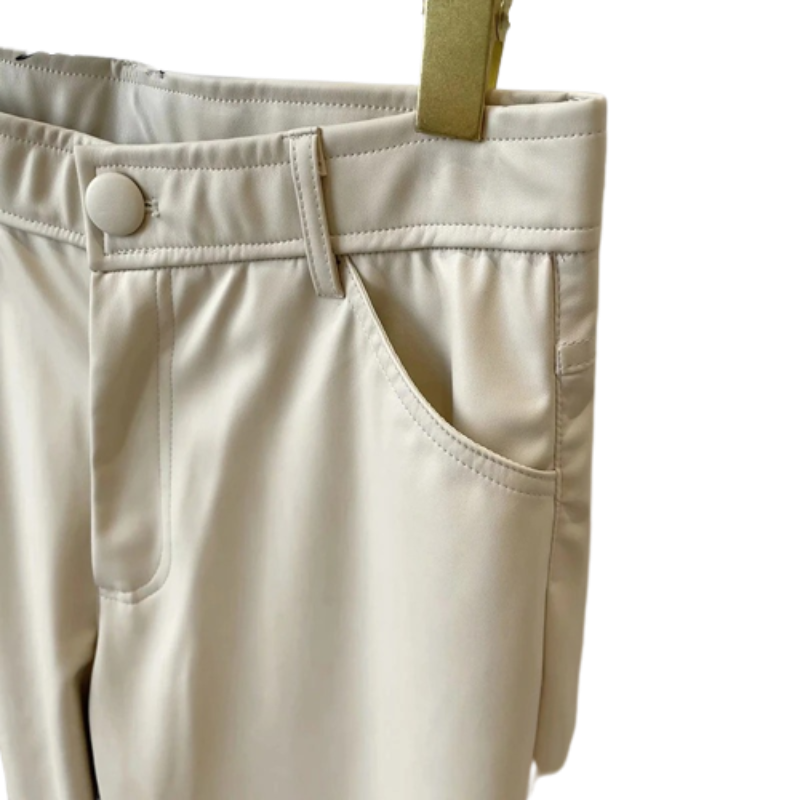Faux Leather Wide Leg Casual Trouser Pants