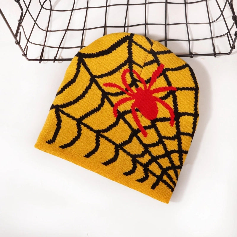 Unisex Hip-Hop Vintage Style Spider Spider Web Eaveless Wool Cap