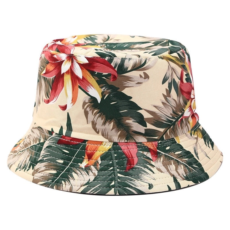 Women's Minimalist Flower Printing Flat Eaves Bucket Hat