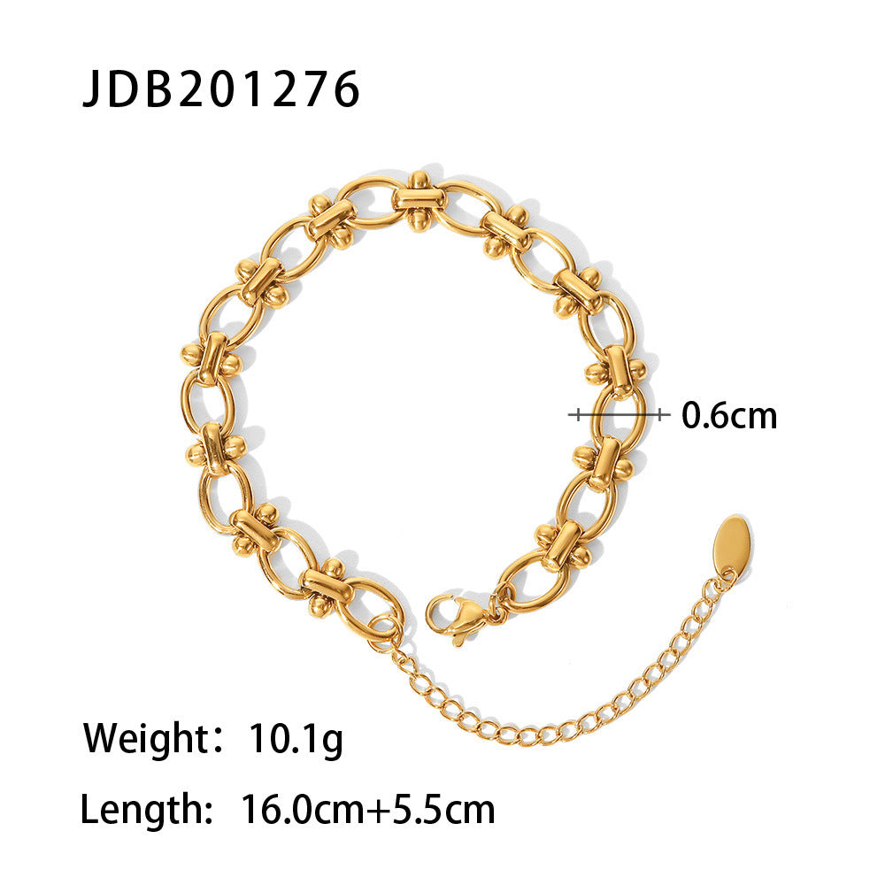 Jie Ding Stainless Steel Gold Pearl Bracelet Niche Metal Chain Titanium Steel Jewelry
