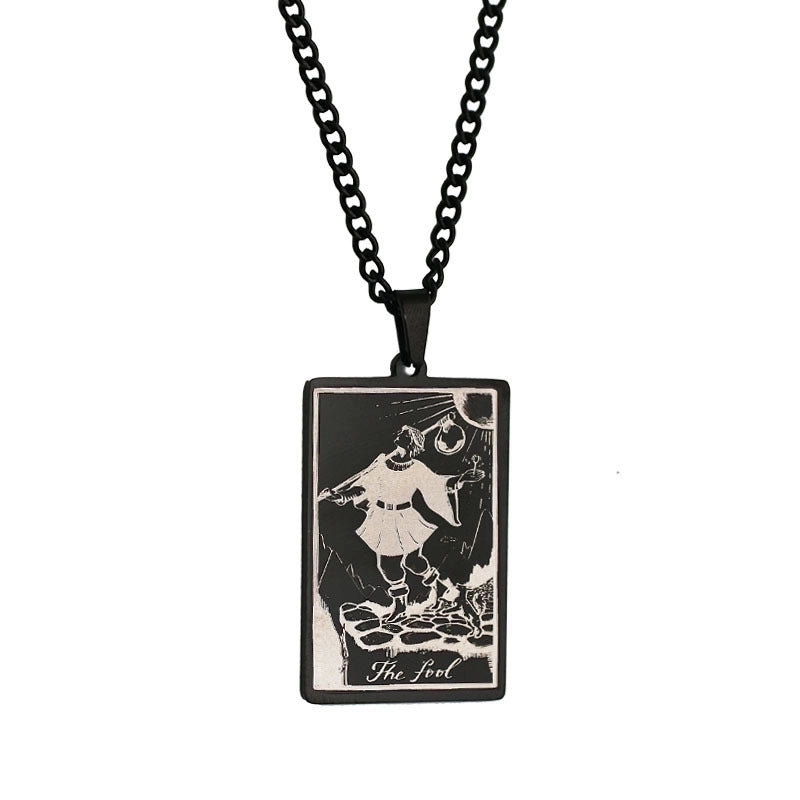 Retro Tarot Stainless Steel Titanium Steel Plating Necklace