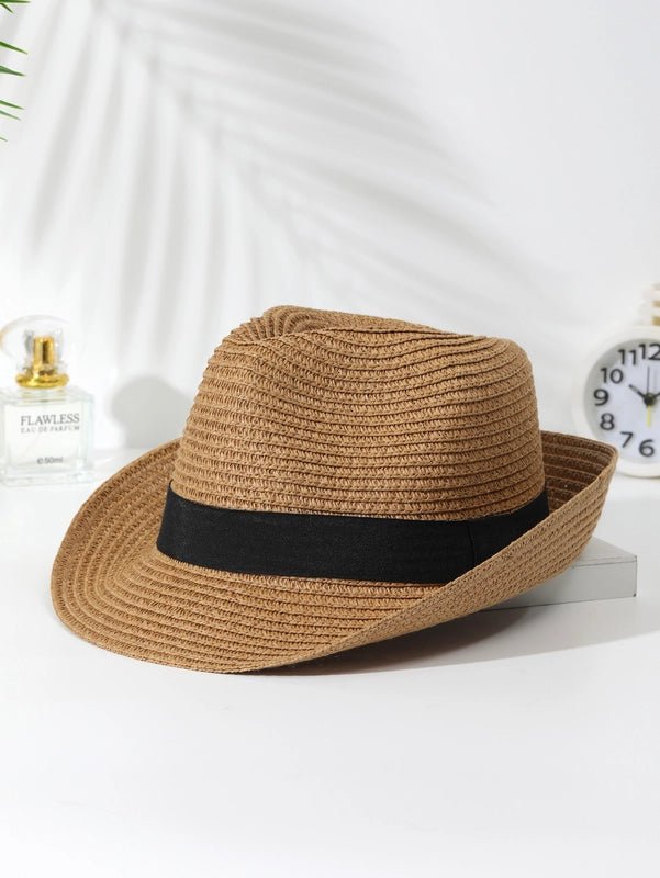 Women's Vacation Classic Style Geometric Curved Eaves Sun Hat Straw Hat