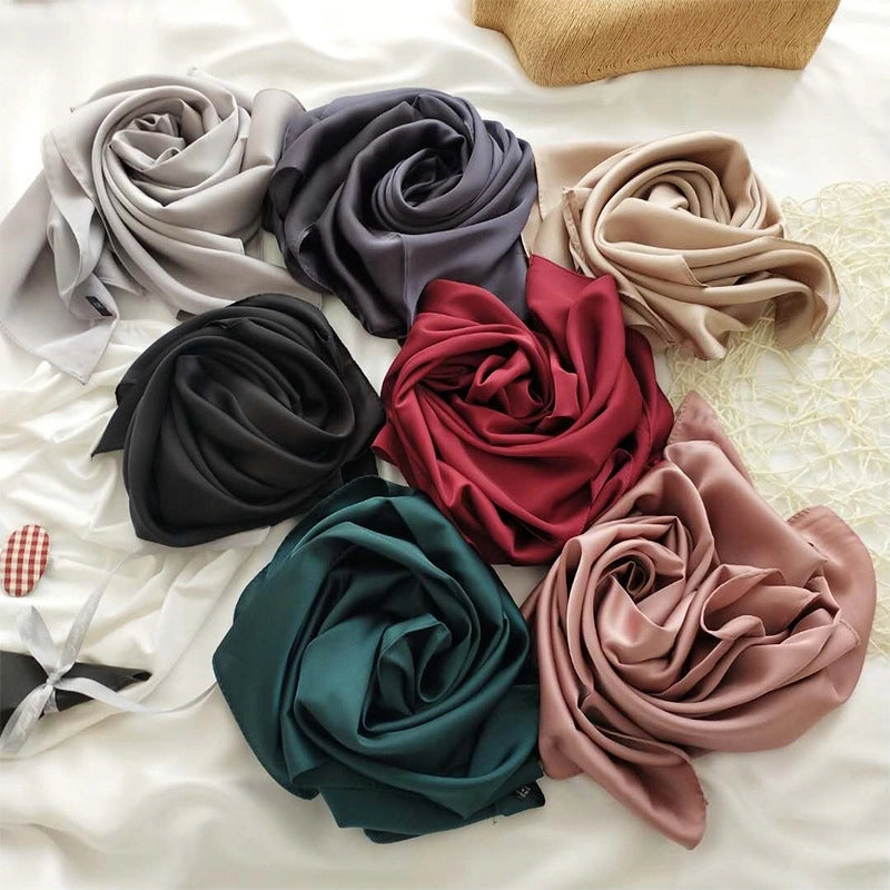 Women's Minimalist Solid Color Polyester Printing Silk Scarf