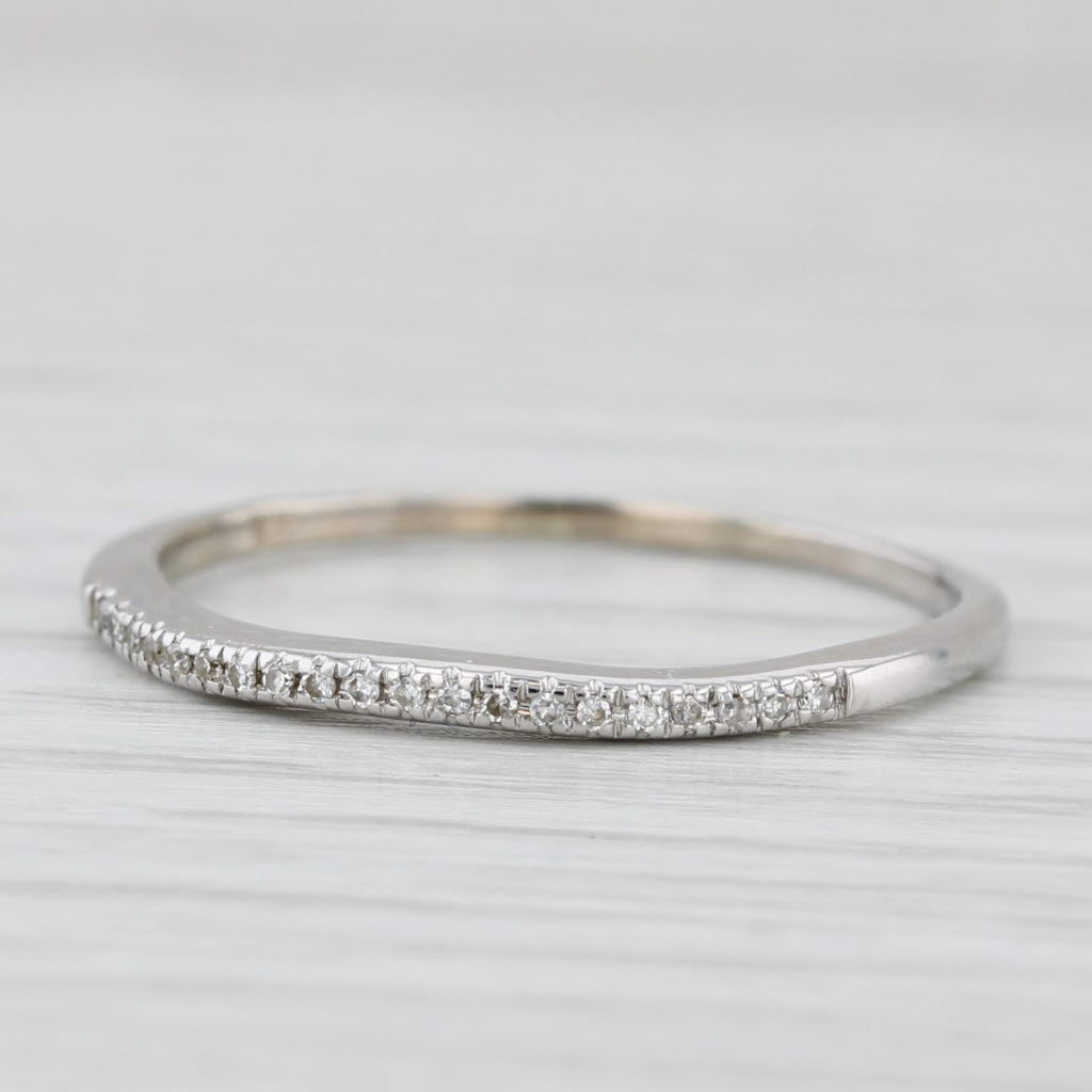 Diamond Stackable Ring 14k White Gold Wedding Band Size 9