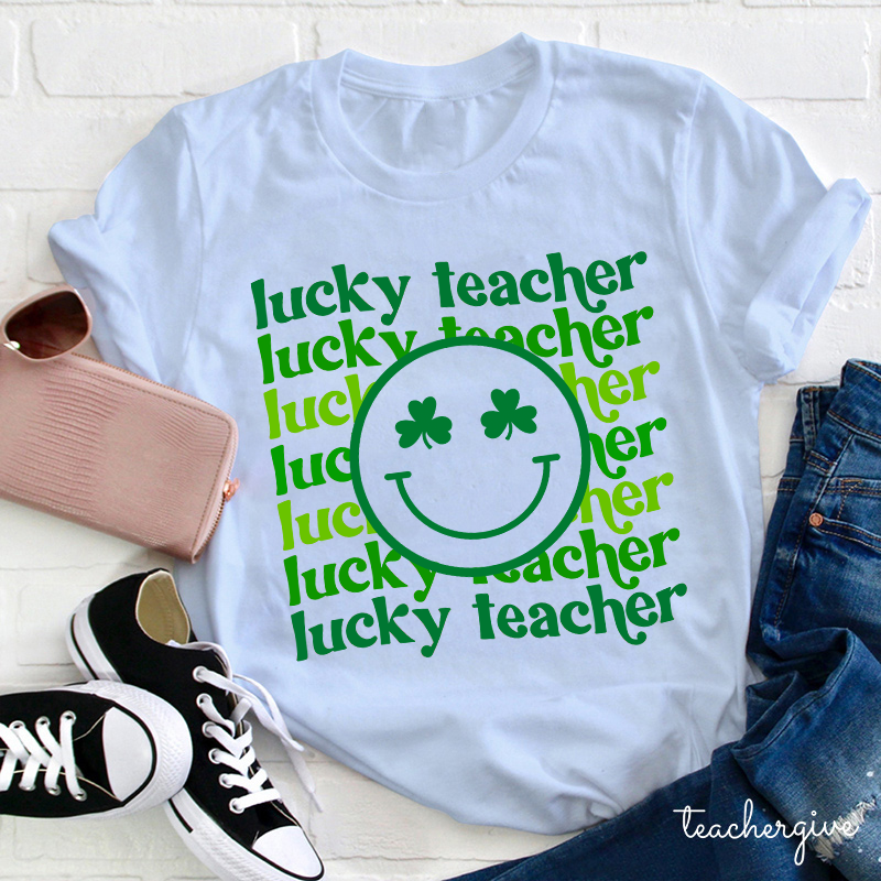 Lucky Teacher Check Teacher T-Shirt