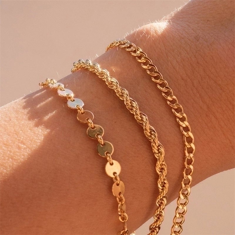 Fashion Geometric Titanium Steel 14K Gold Plated No Inlaid Bracelets In Bulk
