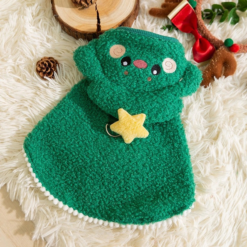 Cute Core Spun Yarn Christmas Color Block Pet Clothing