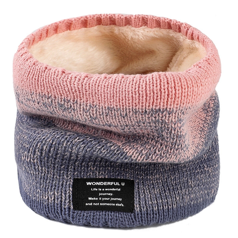 New Wool Knitted Scarf Women's Winter Warm Velvet Scarf Men's Thickened Gradient Couple's Personalized Collar