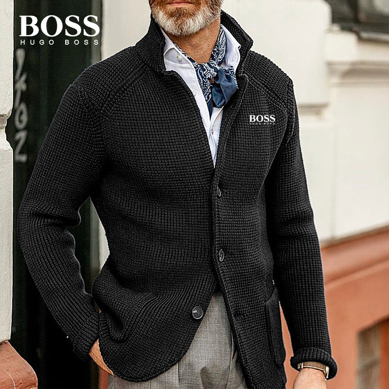 BOSS MEN-S LONG SLEEVE THICKENING CARDIGAN WARM CASUAL JACKET