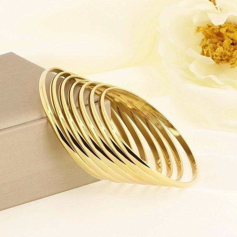 Minimalist Solid Color 304 Stainless Steel 18K Gold Plated Bangle In Bulk