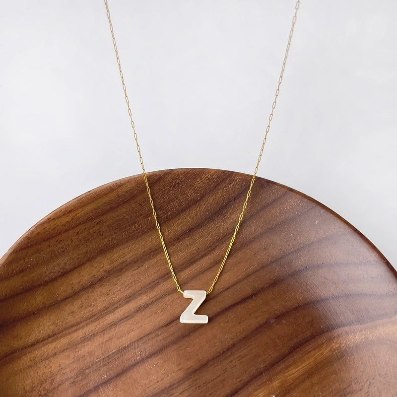 316L Stainless Steel  18K Gold Plated Minimalist Irregular Letter Shell Pendant Necklace