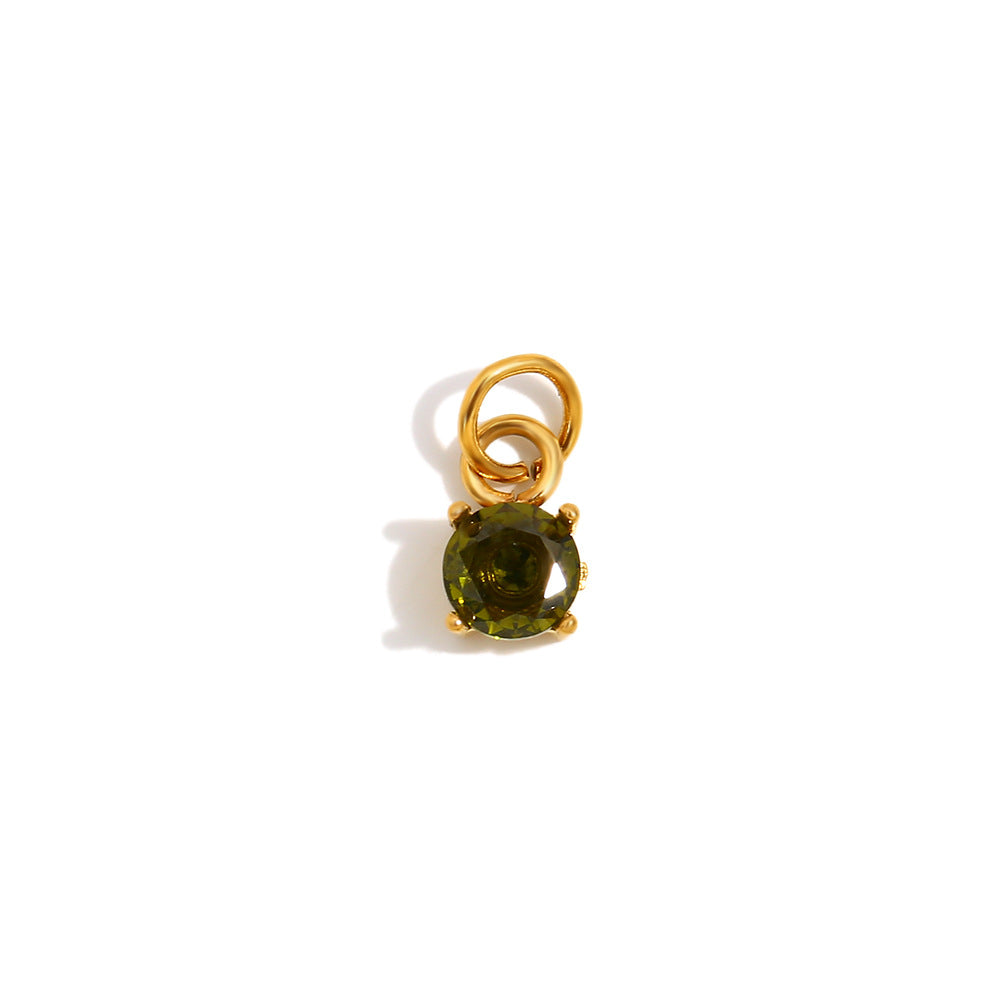 Simple And Versatile Colorful Diy Accessories Pendant Stainless Steel Plated 18K Gold Small Gemstone Pendant