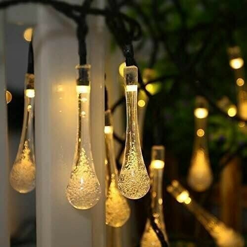 50% OFF！Solar-Powered Raindrop String Lights-Buy 2 Free Shipping