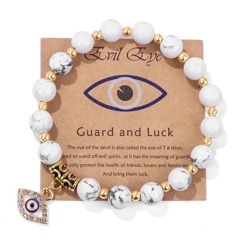 Retro Ethnic Style Devil'S Eye Alloy Natural Stone Elastic String Woven Chain Bracelets In Bulk