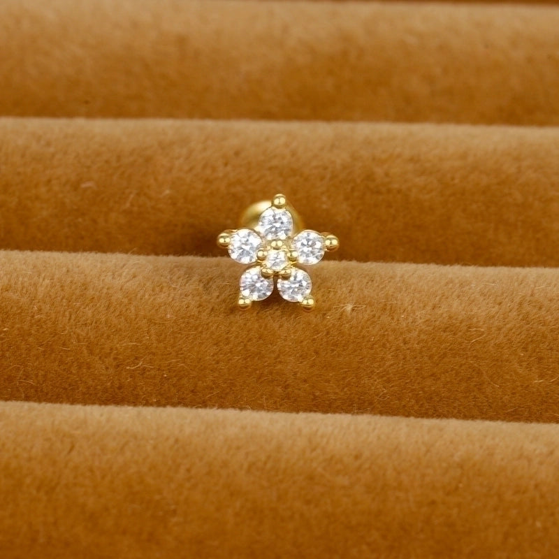 1 Piece Minimalist Star Heart Shape Crown Plating Inlay Stainless Steel Zircon Ear Studs