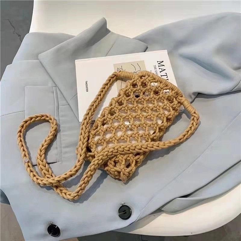 Women's Small Summer Straw Basic Square Bag