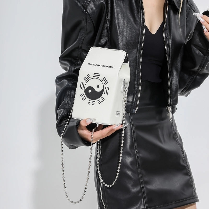 Women's All Seasons Pu Leather Cartoon Letter Streetwear Square Magnetic Buckle Square Bag