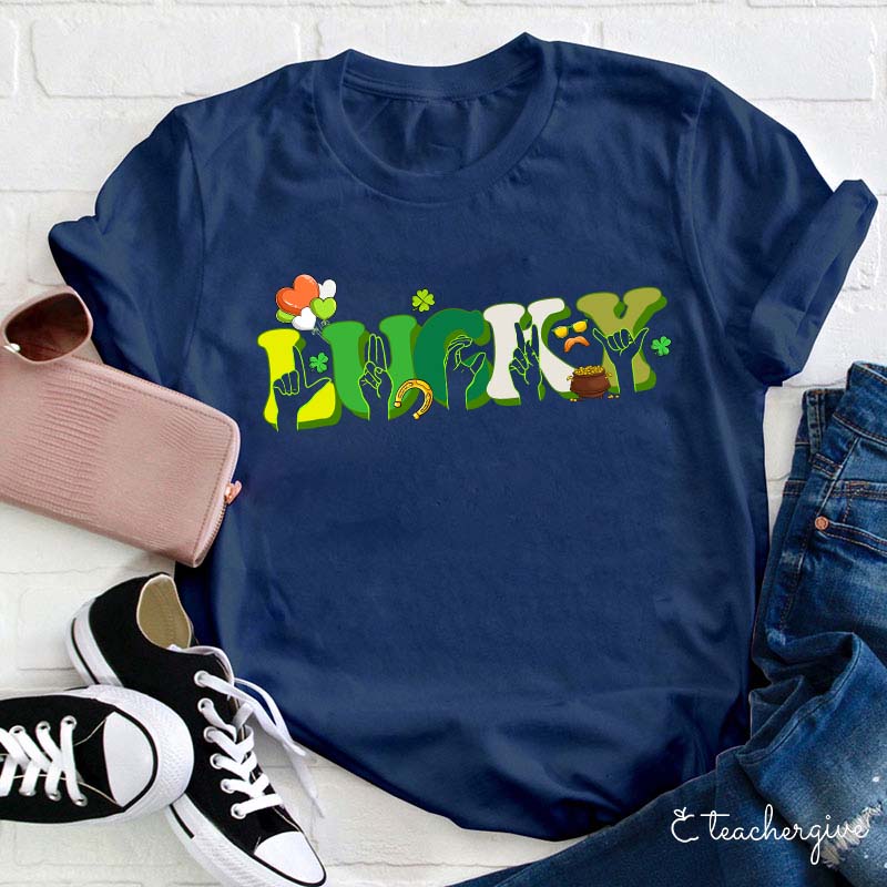 Sign Language Lucky Teacher T-Shirt