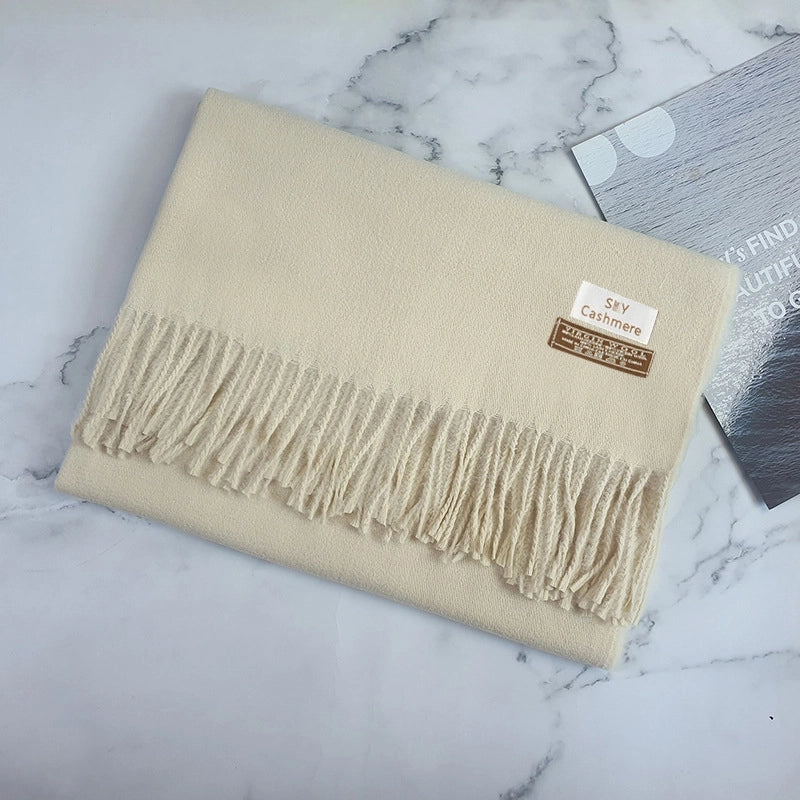 Big Red Scarf Thickened Cashmere Scarf Solid Color Women's Winter Explosions Cashmere Scarf Women's Wool Shawl