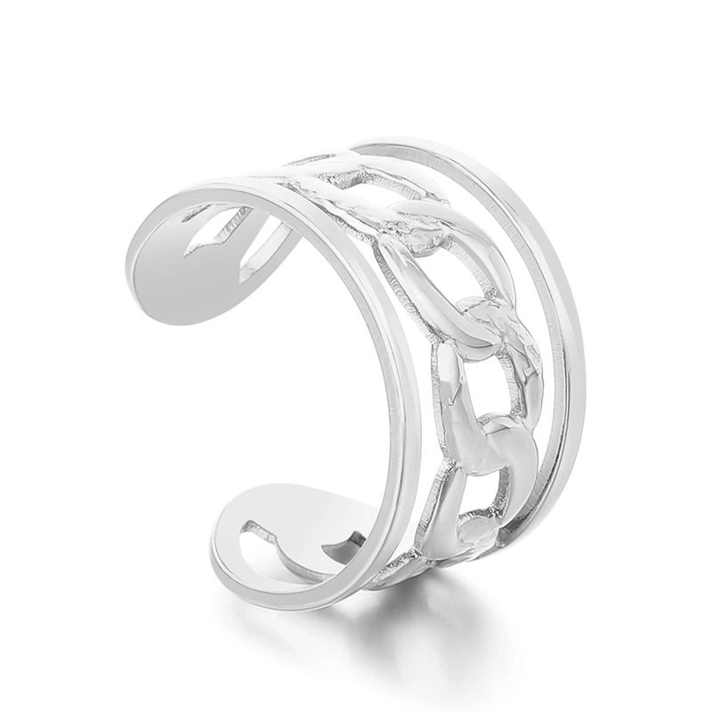 Minimalist Solid Color Titanium Steel 18K Gold Plated Polishing Open Rings