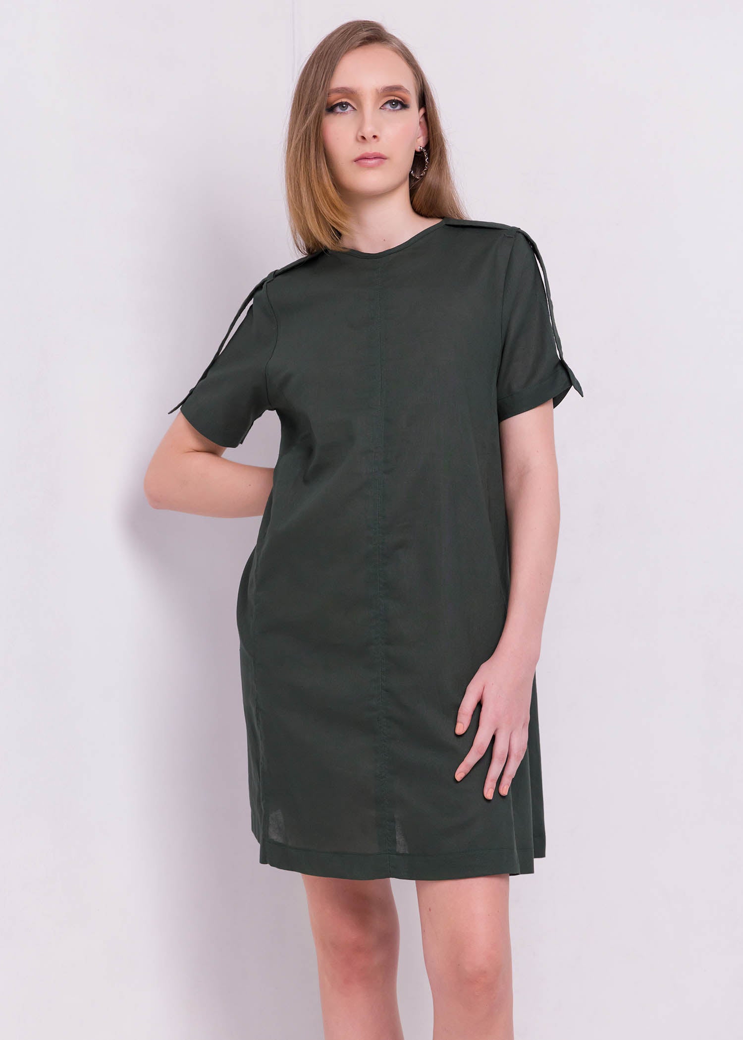 Shift Dress With Tab Detail