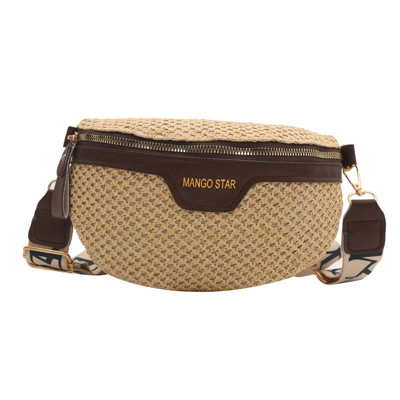 Women's Vacation Solid Color Straw Waist Bags
