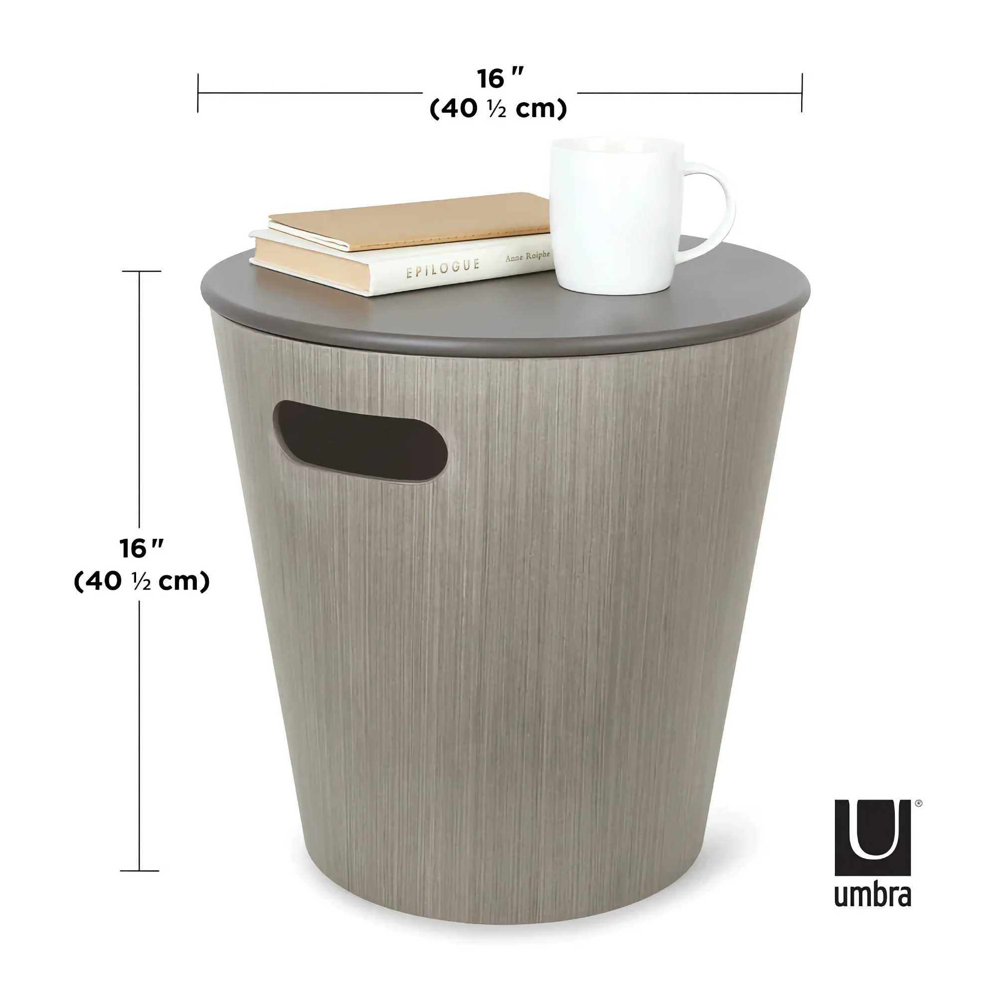 Umbra Woodrow storage stool. Grey