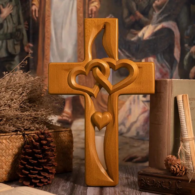⏰Clearance Event Sale 49% OFF💕Intertwined Heart Wooden Cross