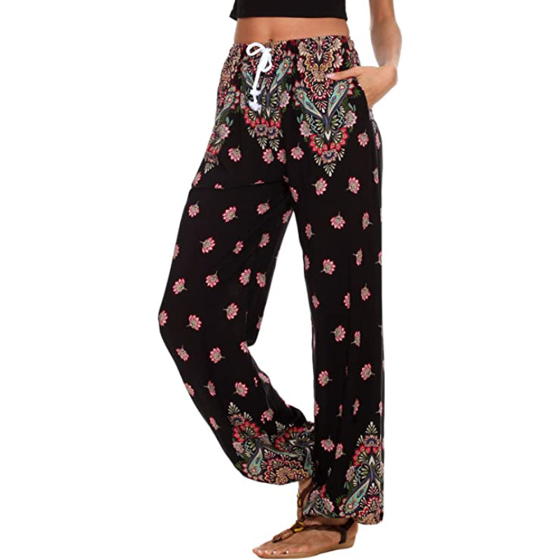Women's Floral Print Boho Yoga Pants Harem Pants